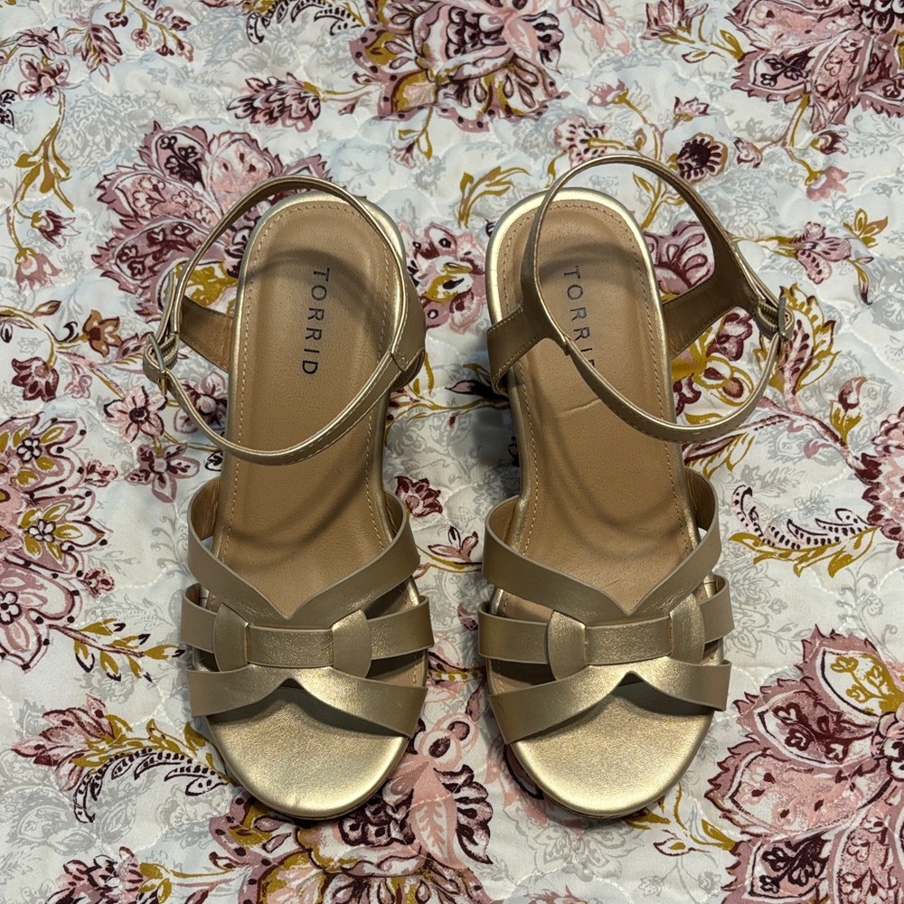 torrid Gold Strappy cork wedge Sandals